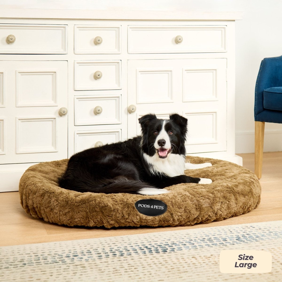 Faux Fur Machine Washable Dog Bed in Charcoal
